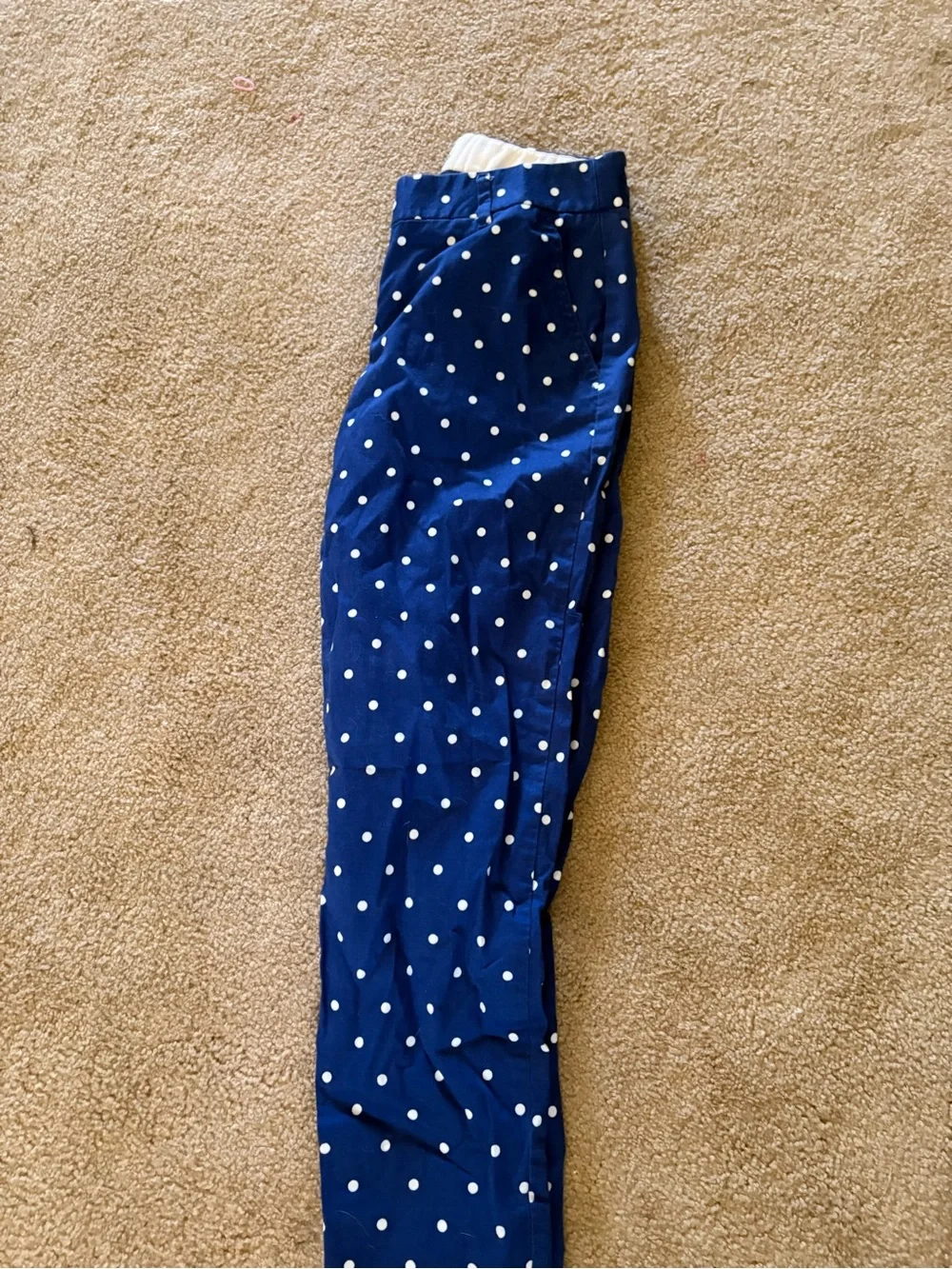 J. Crew Cream and Navy Stretch Waistband Pants
